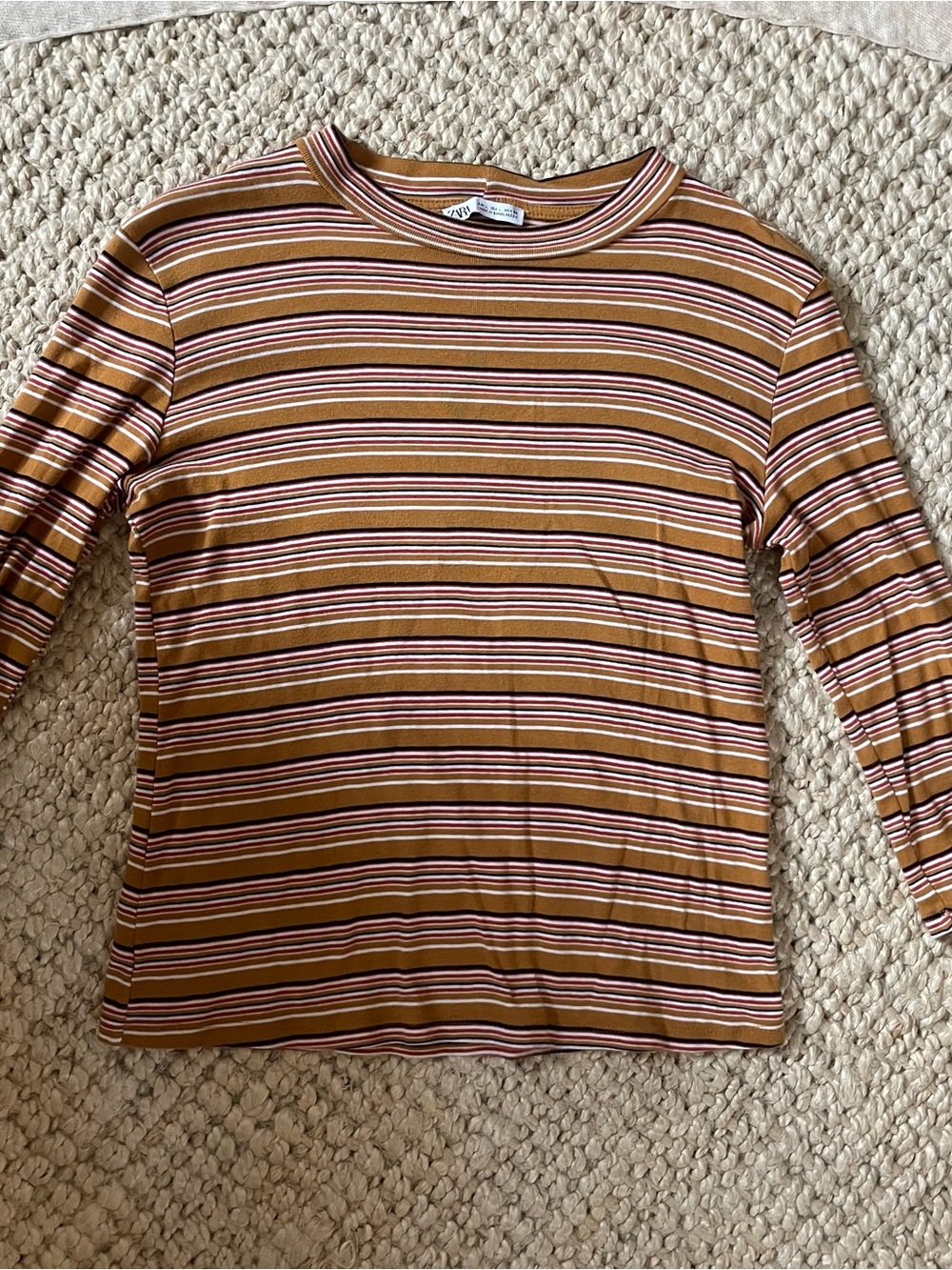 Zara Striped 3/4 Length Sleeve Tee